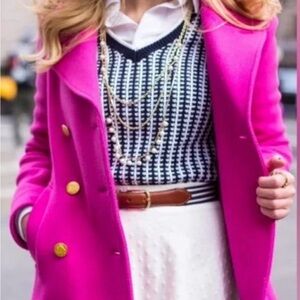 Pink J Crew Majesty Peacoat coat with Gold Buttons